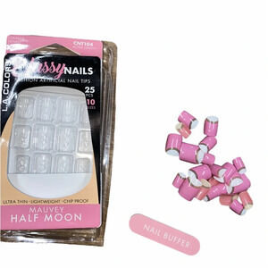 LA colors set of 21 artificial nails mauve half moon